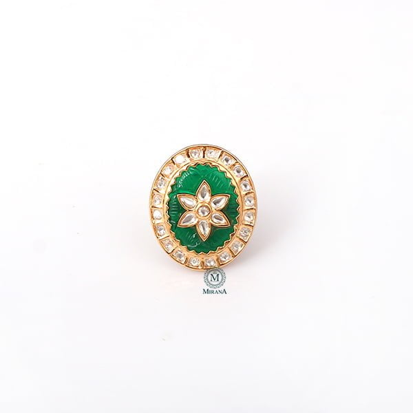 Aruna Emerald Green Polki Ring