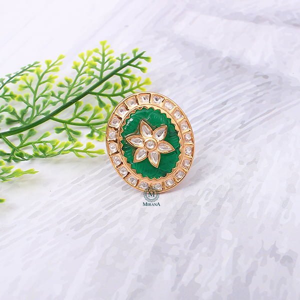 Aruna Emerald Green Polki Ring