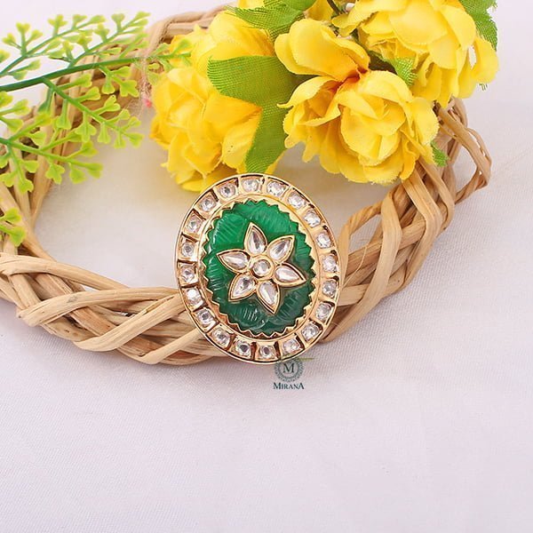 Aruna Emerald Green Polki Ring