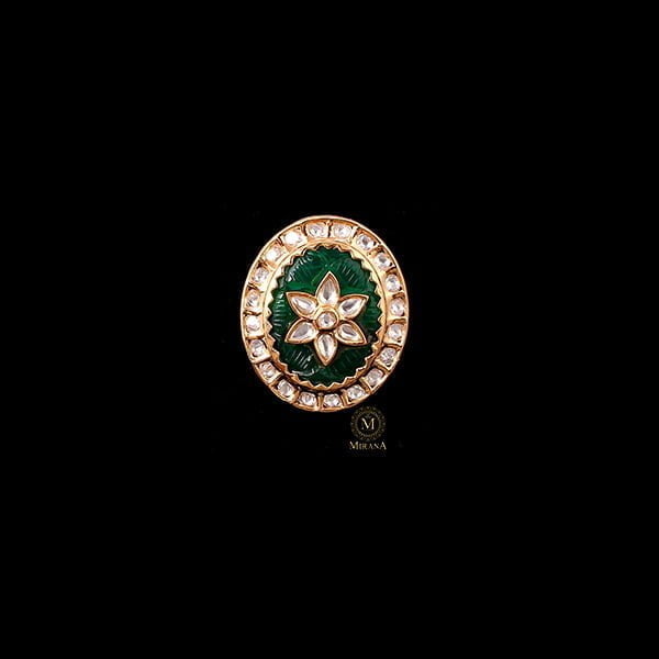 Aruna Emerald Green Polki Ring