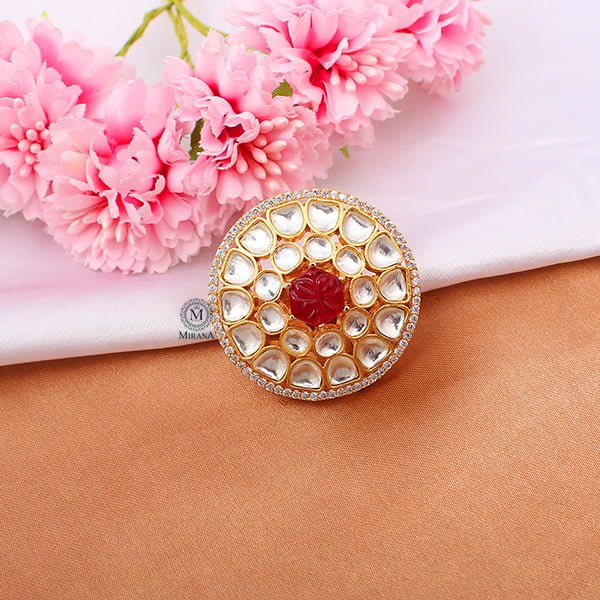 Ranya Ruby Polki Designer Ring