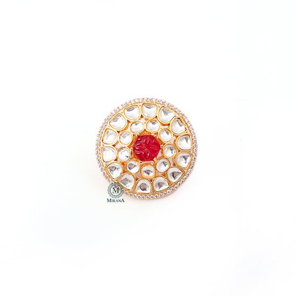 Ranya Ruby Polki Designer Ring