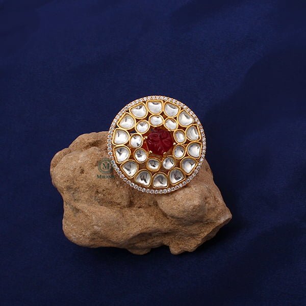 Ranya Ruby Polki Designer Ring