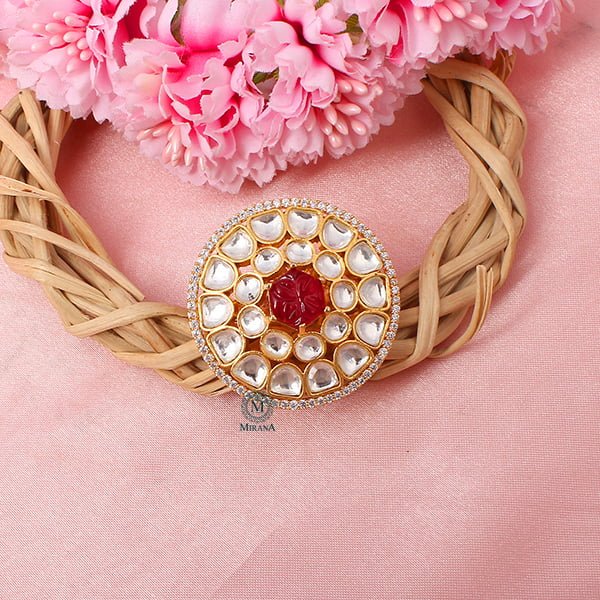 Ranya Ruby Polki Designer Ring