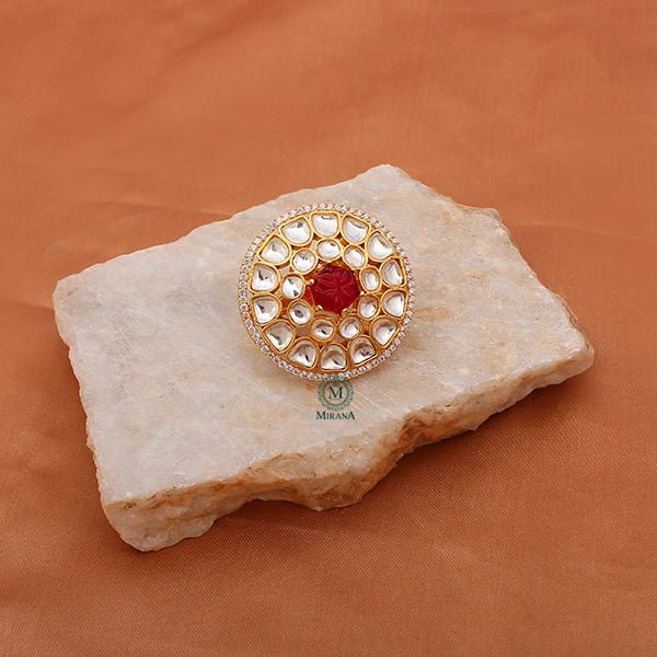 Ranya Ruby Polki Designer Ring