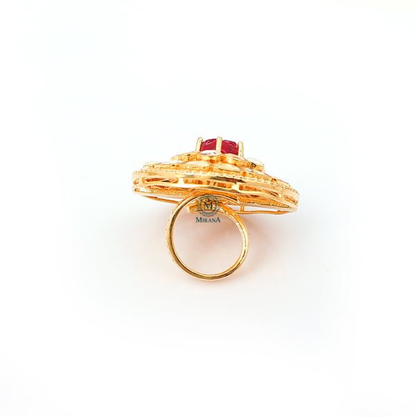 Ranya Ruby Polki Designer Ring