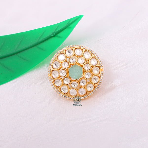 Ranya Pastel Green Polki Designer Ring