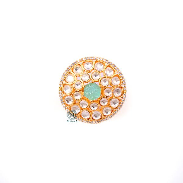Ranya Pastel Green Polki Designer Ring