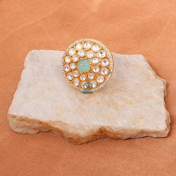 Ranya Pastel Green Polki Designer Ring