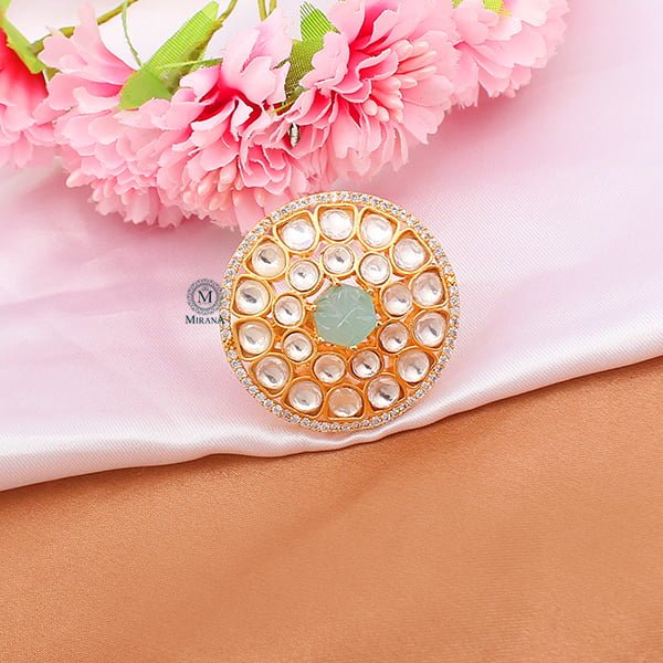 Ranya Pastel Green Polki Designer Ring