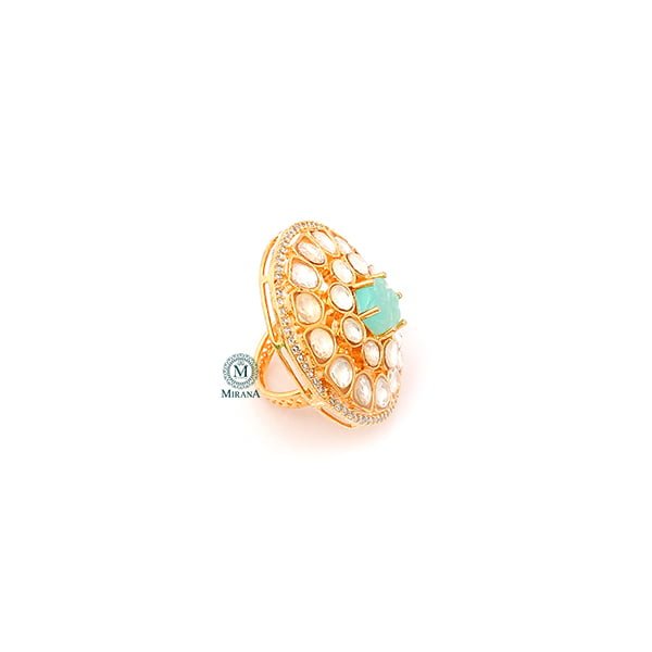 Ranya Pastel Green Polki Designer Ring