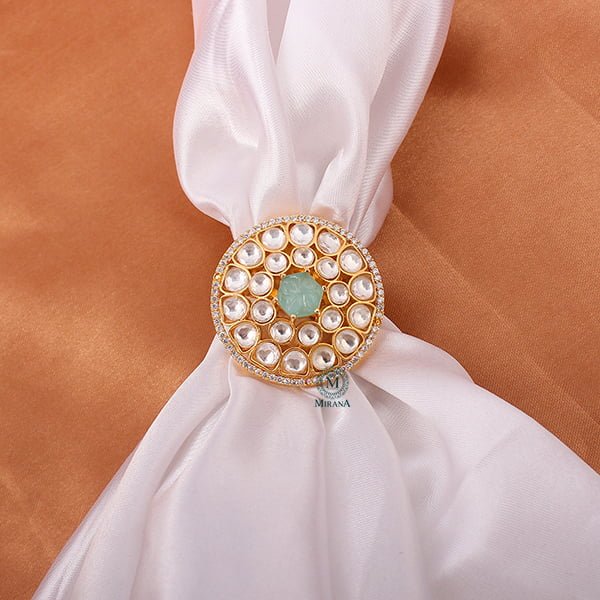 Ranya Pastel Green Polki Designer Ring