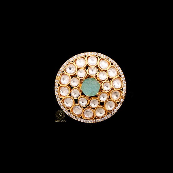 Ranya Pastel Green Polki Designer Ring