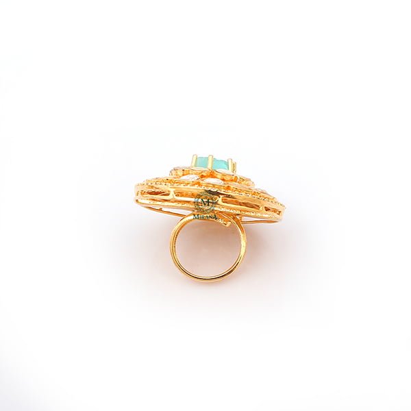 Ranya Pastel Green Polki Designer Ring