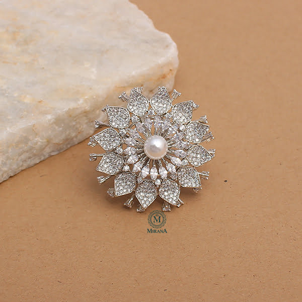 Liza Pearl CZ Designer Ring