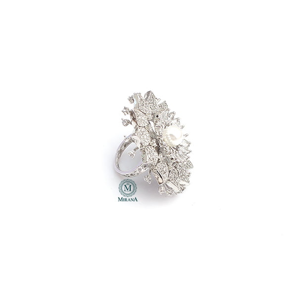 Liza Pearl CZ Designer Ring