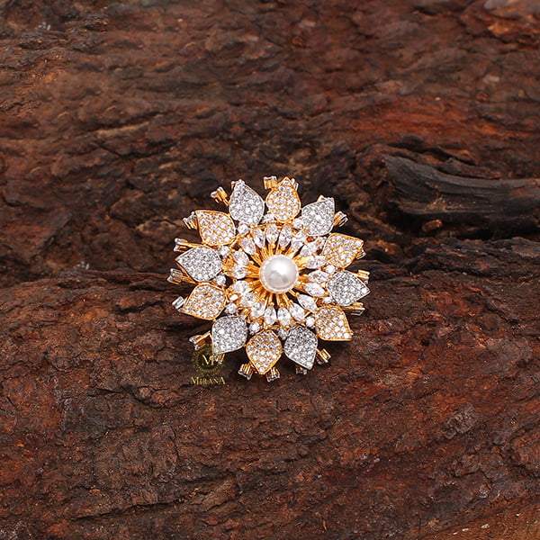 Liza Pearl CZ Designer Ring