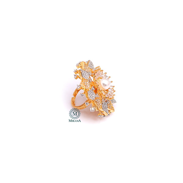 Liza Pearl CZ Designer Ring