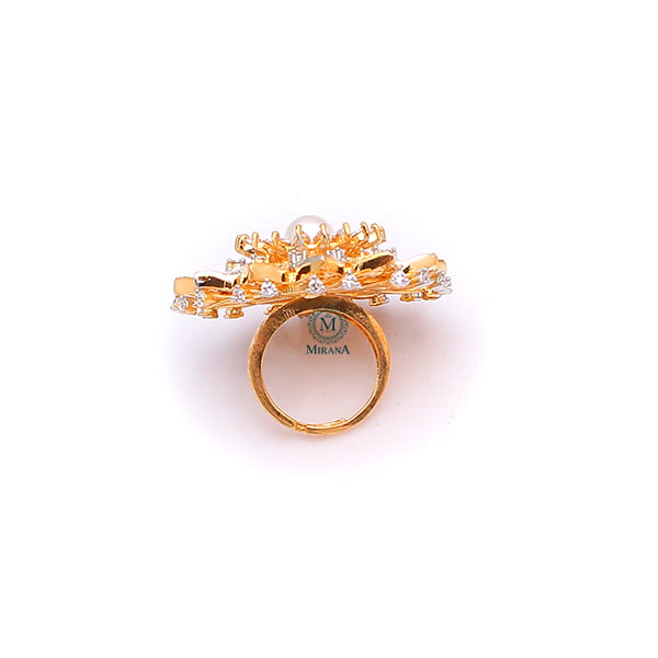 Liza Pearl CZ Designer Ring