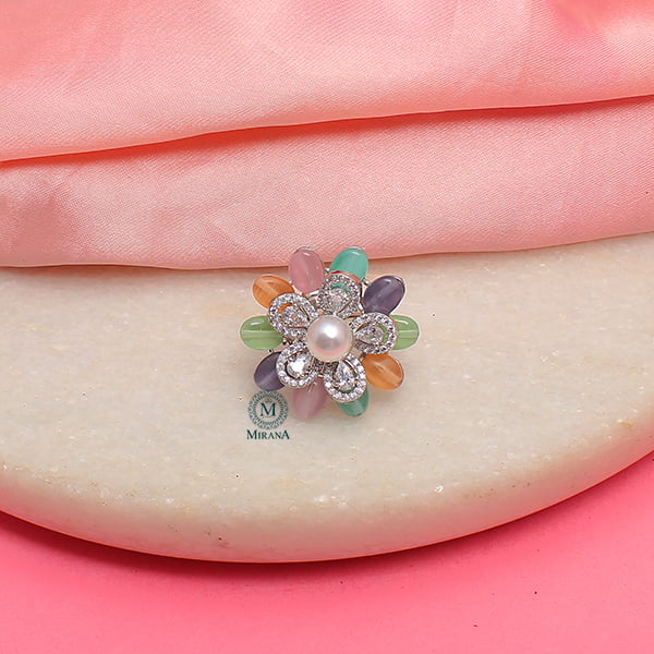 Fevie Multi Pastel Colour Designer Ring