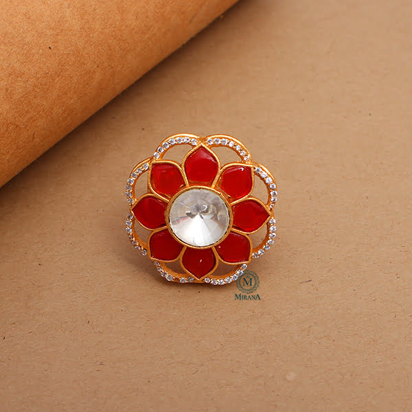 Gina Red Moissanite Designer Ring