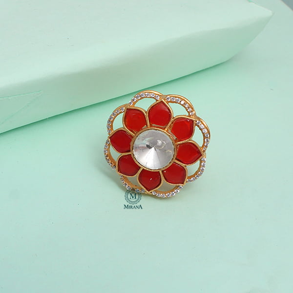 Gina Red Moissanite Designer Ring