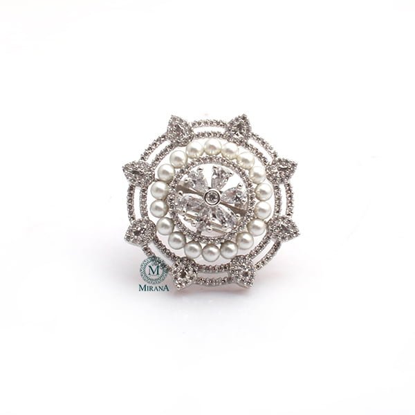 Malina Pearl CZ Designer Ring