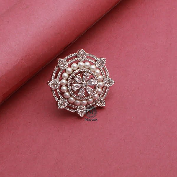 Malina Pearl CZ Designer Ring