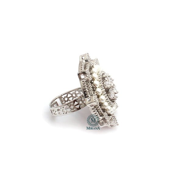 Malina Pearl CZ Designer Ring