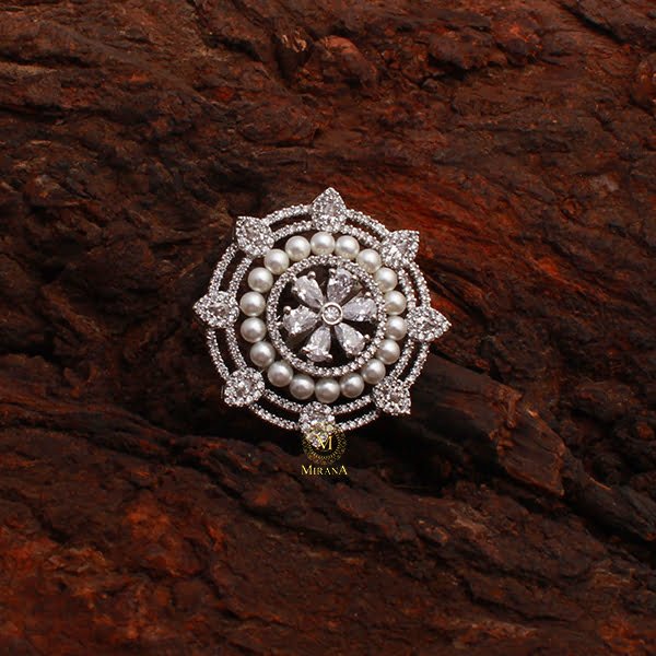 Malina Pearl CZ Designer Ring