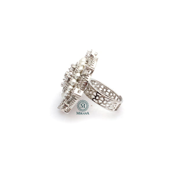 Malina Pearl CZ Designer Ring