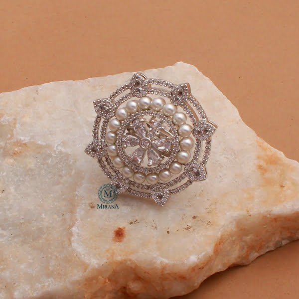 Malina Pearl CZ Designer Ring