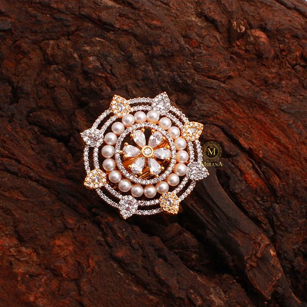 Malina Pearl CZ Designer Ring