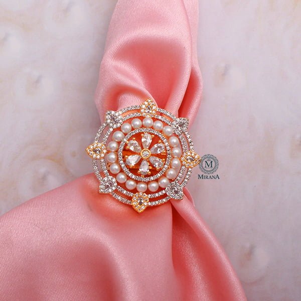 Malina Pearl CZ Designer Ring