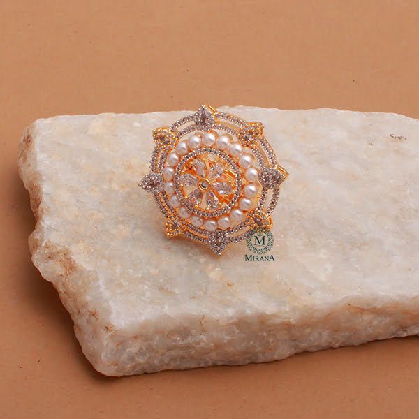 Malina Pearl CZ Designer Ring