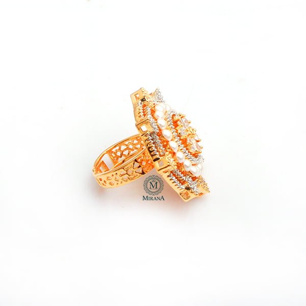 Malina Pearl CZ Designer Ring