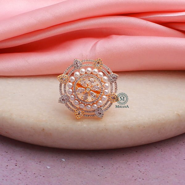 Malina Pearl CZ Designer Ring