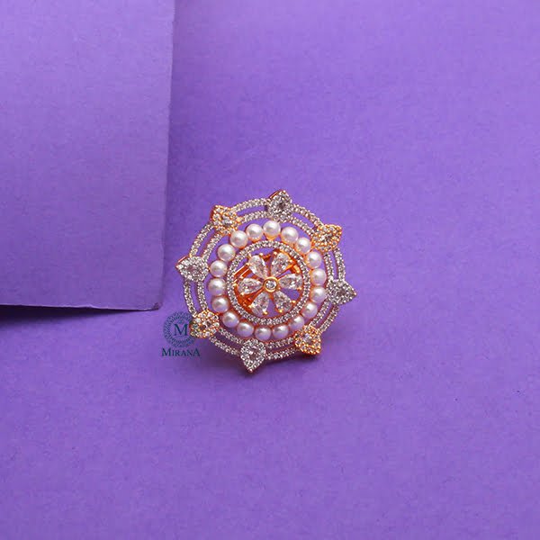 Malina Pearl CZ Designer Ring