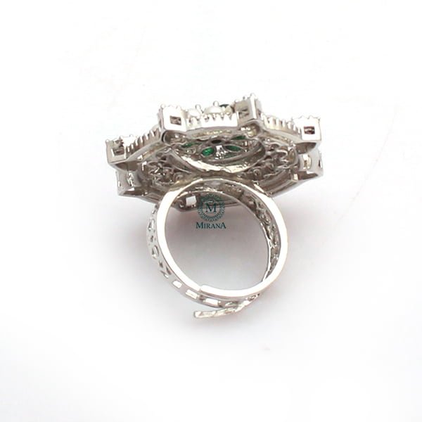 Malina Emerald Green Pearl Designer Ring