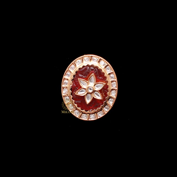 Aruna Ruby Carved Stone Polki Ring