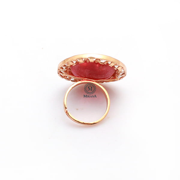 Aruna Ruby Carved Stone Polki Ring