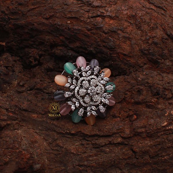 Fevia Multi Colour CZ Designer Ring