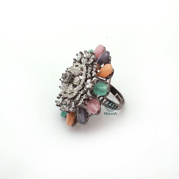 Fevia Multi Colour CZ Designer Ring