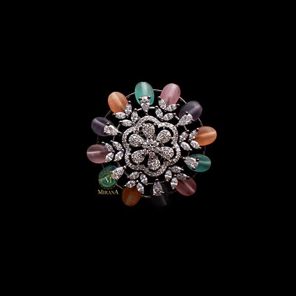 Fevia Multi Colour CZ Designer Ring