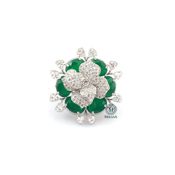 Halina Emerald Green CZ Designer Ring