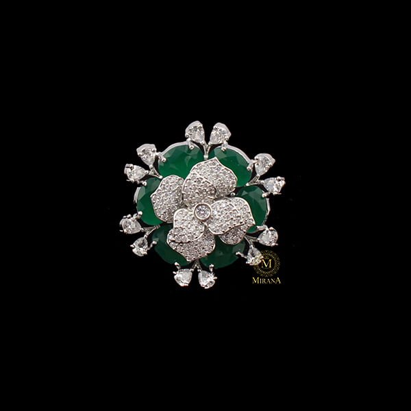 Halina Emerald Green CZ Designer Ring