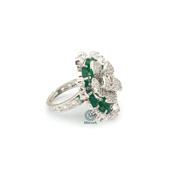 Halina Emerald Green CZ Designer Ring