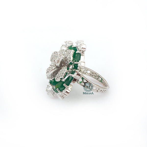 Halina Emerald Green CZ Designer Ring
