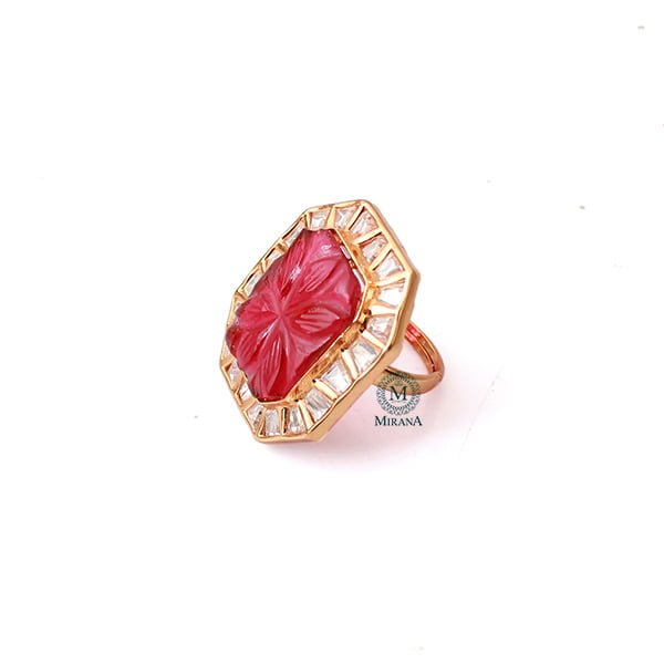 Padmawat Ruby Polki Designer Ring