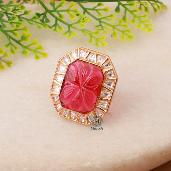 Padmawat Ruby Polki Designer Ring